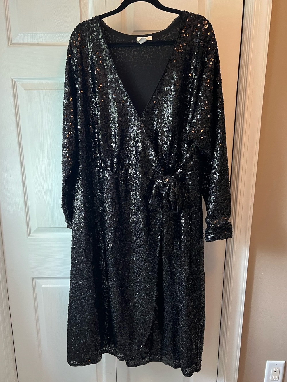 H&M Black Sequin Wrap Dress